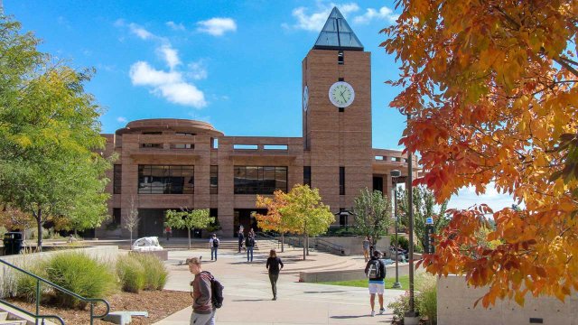 Kraemer Family Library with Autumn leaves