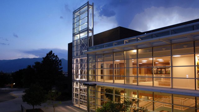 the University Center at night