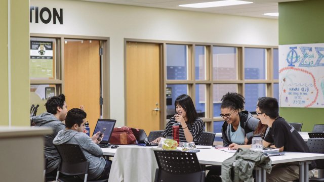 students relaxing in the Student Life Office