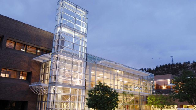 the University Center at night