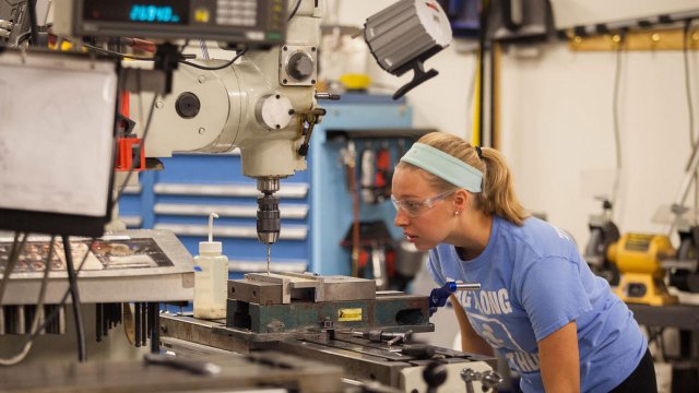 student working in an engineering lab