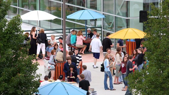 large crowd attending an event on the Upper Plaza