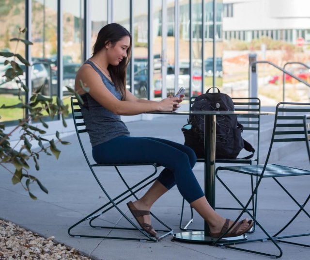 student on phone